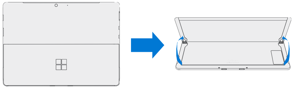 Photo that shows the underside of the kickstand revealing the rSSD drive size and serial number label location.