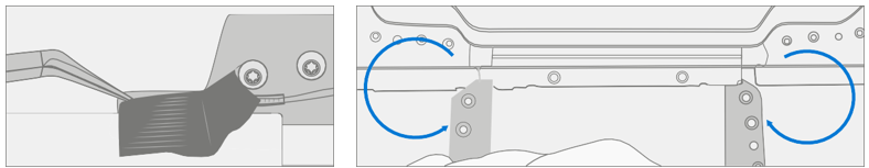 Screenshot that shows lifting the hinge plate away from the device while positioning antennas.