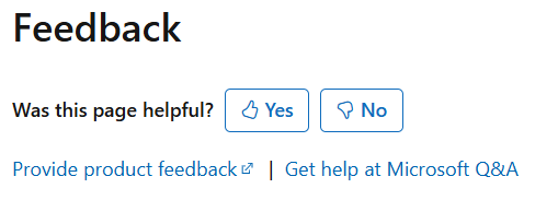 Screenshot of the feedback options at the bottom of a documentation article.