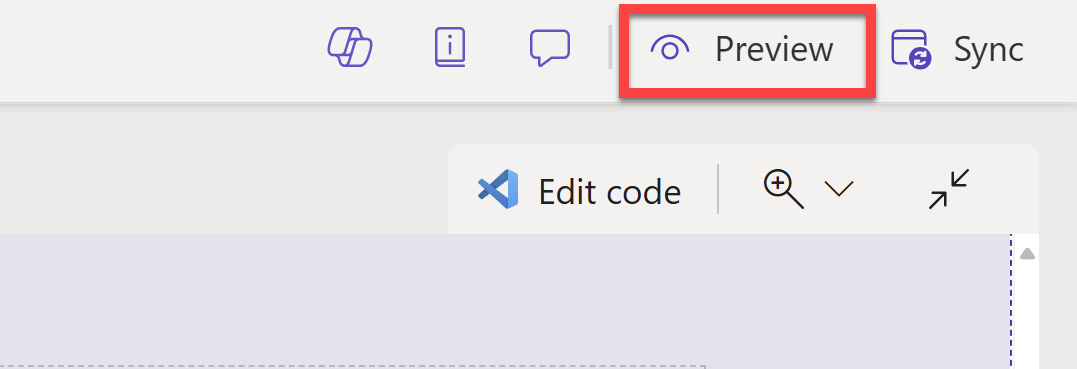 Screenshot displaying the preview option in the Power Pages design studio.