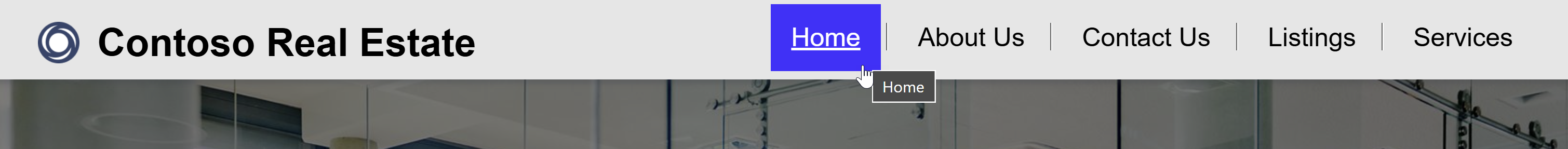 Screenshot displaying the site header styling options in the Power Pages design studio.