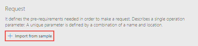 Screenshot of the Import from sample button on the Request section.