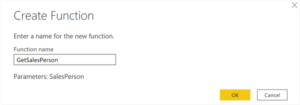 Select create function window