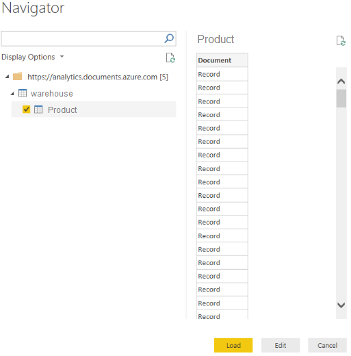 Screenshot of the Navigator window with list of available records.