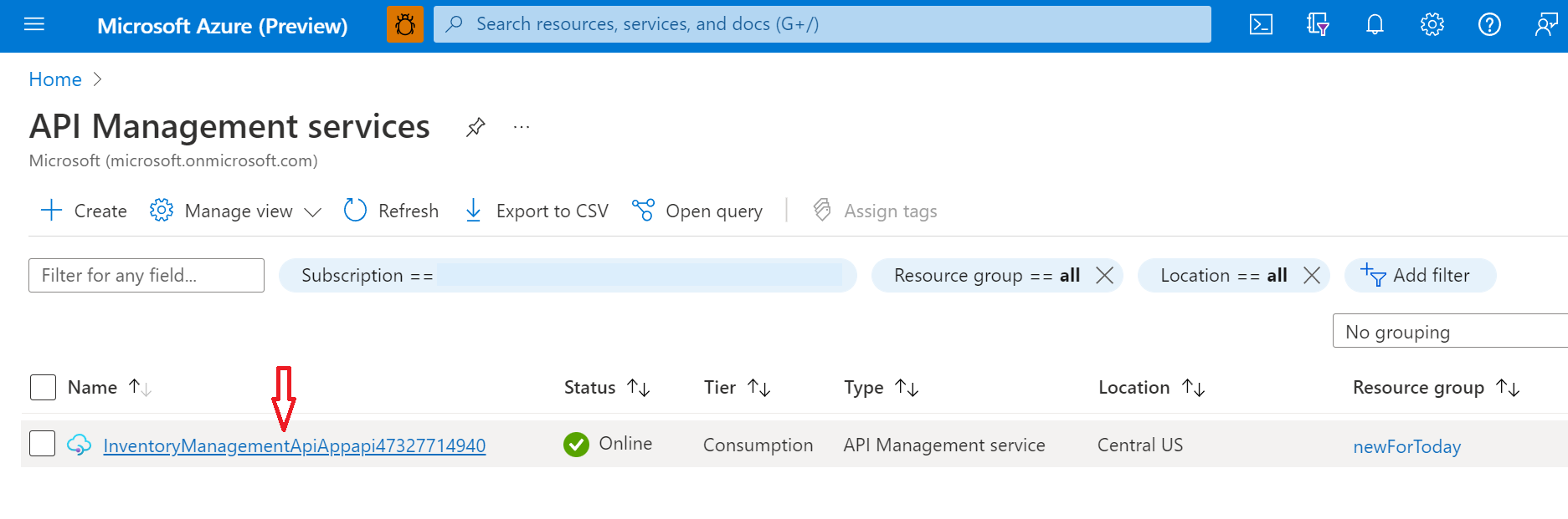 API Management Instances.