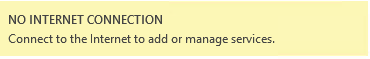 Screenshot of the error message, showing no Internet Connection.