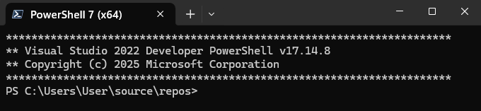 Screenshot of the Developer PowerShell tool in Visual Studio 2022 and later.