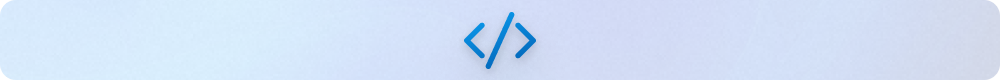 Blue code brackets icon centered on a gradient background transitioning from light blue to purple, representing Windows application development