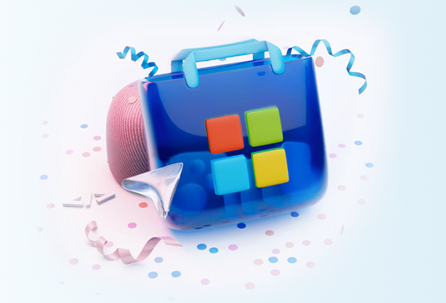 Stylized shopping bag, the Microsoft Store logo