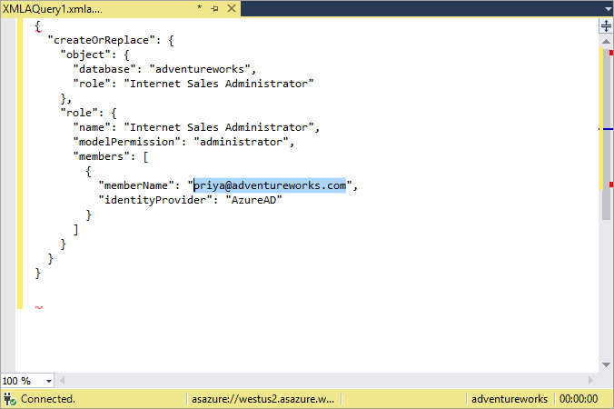 Script TMSL en la consulta XMLA