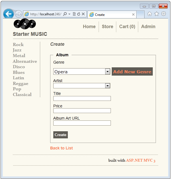 Imagen de la lista desplegable rellenada