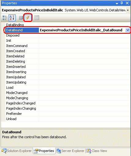 Creación de un controlador de eventos para el evento DataBound