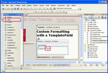 Agregar un control web de etiqueta al ItemTemplate del TemplateField FirstName