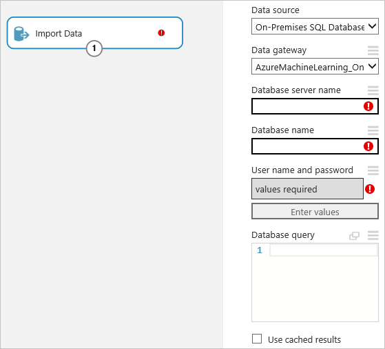 Selección de la puerta de enlace de datos para el módulo Importar datos