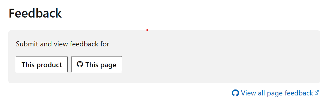 Recorte de pantalla de las opciones de comentarios en la parte inferior de un artículo de documentación.