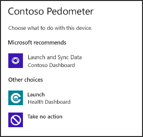 cuadro de diálogo de reproducción automática de ejemplo para un dispositivo.