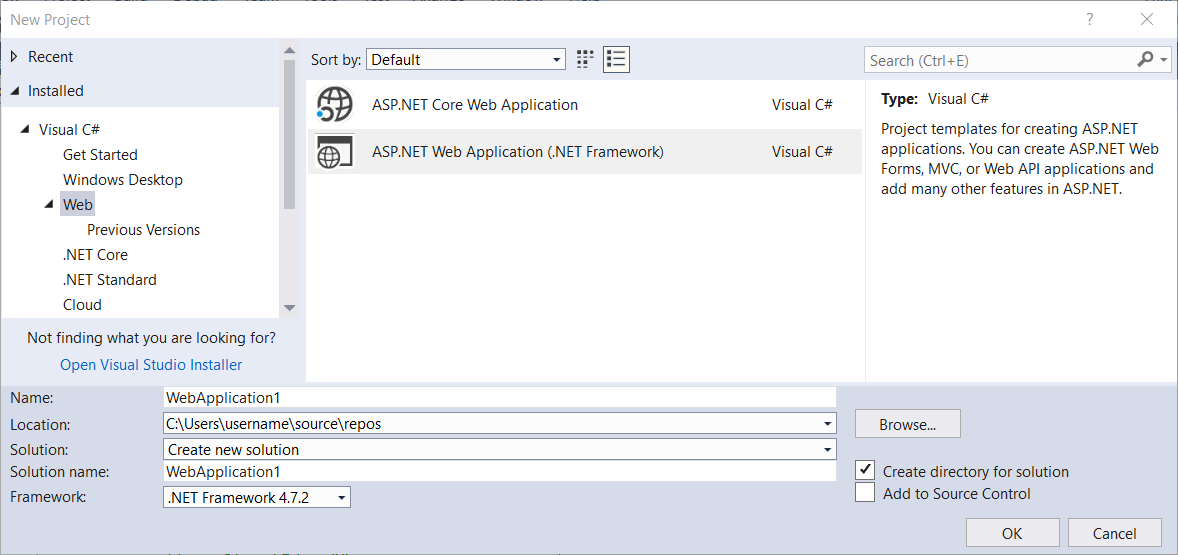 Clique para expandir a imagem Imagem da caixa de diálogo Novo Projeto