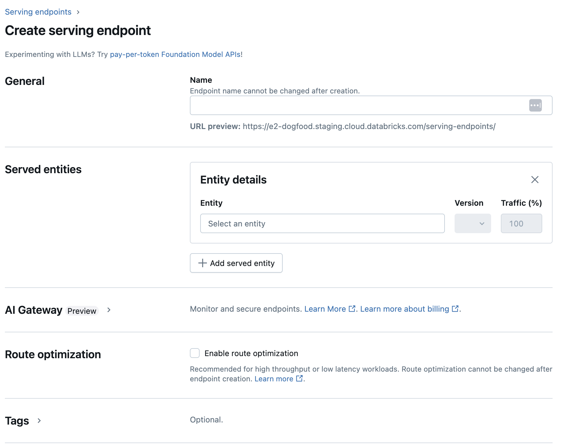 Criar um ponto de extremidade do serviço de modelo