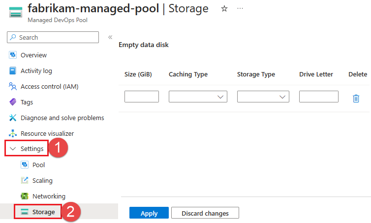 Captura de tela que mostra um menu de disco de dados vazio.