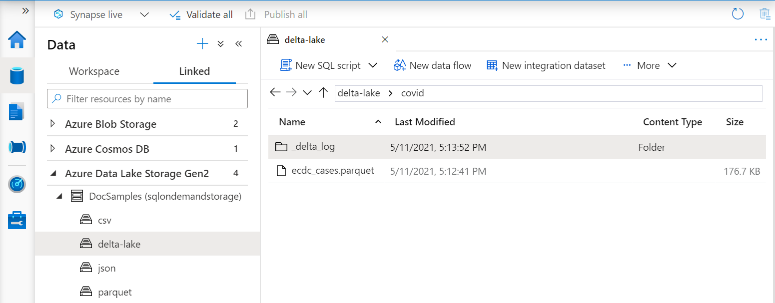 Pasta ECDC COVID-19 do Delta Lake