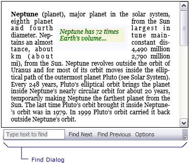 Captura de tela: diálogo Localizar FlowDocumentScrollViewer Captura de tela: diálogo Localizar FlowDocumentScrollViewer