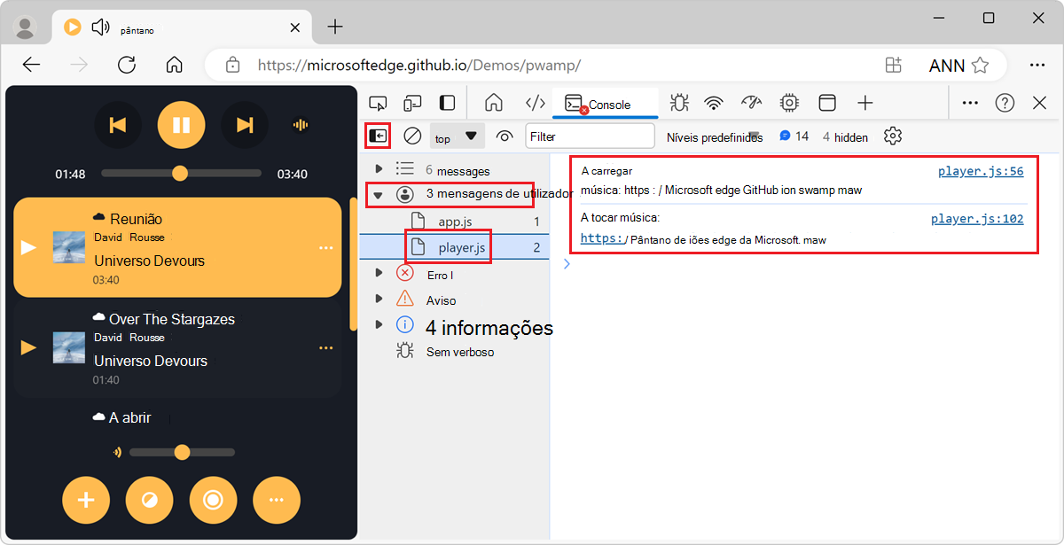 Filtrar mensagens provenientes de um script com a barra lateral