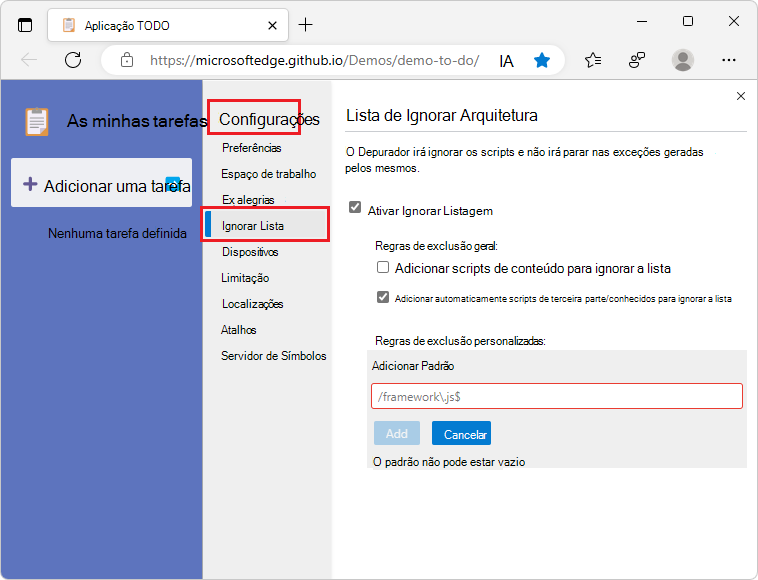 Ativar a caixa de verificação 
