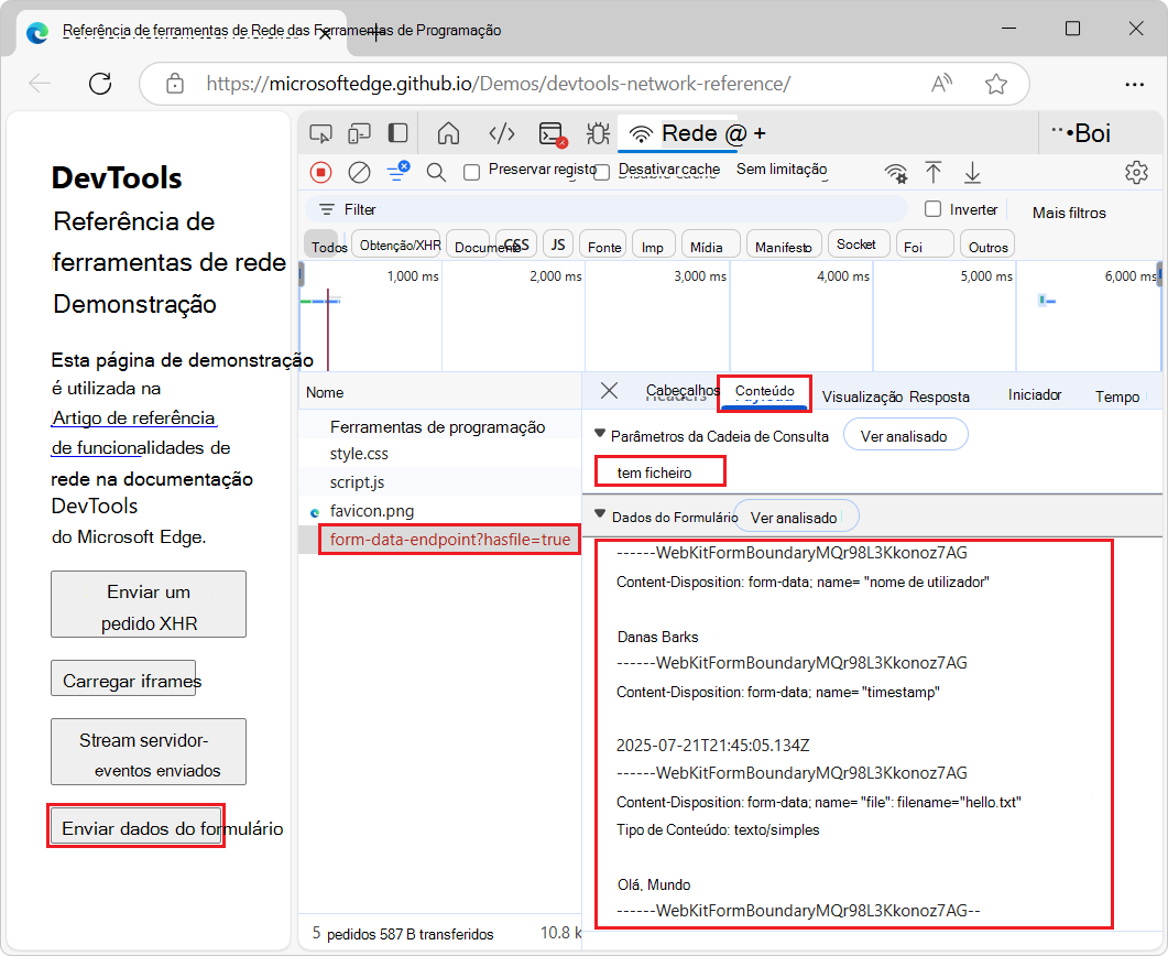 Separador > Payload Secção Parâmetros da Cadeia de Consulta e Secção > Dados do Formulário, o botão 