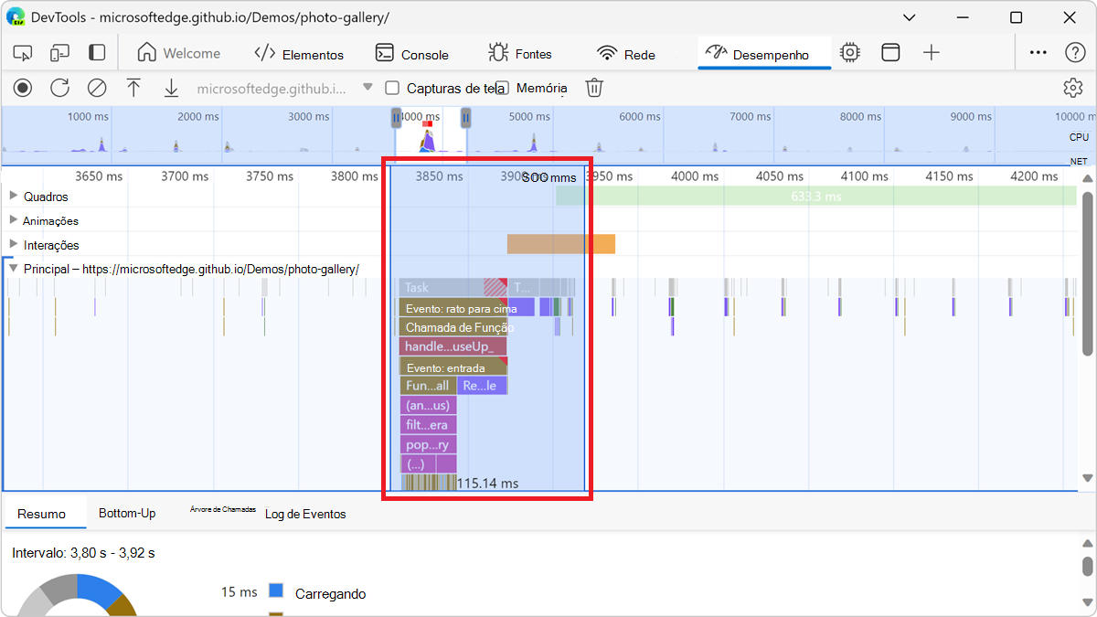 Ver a duração de uma parte de uma gravação