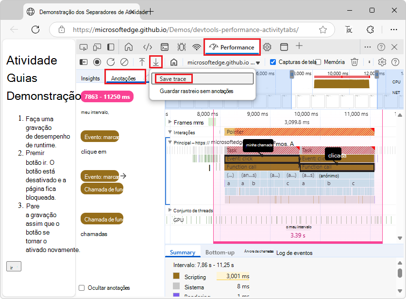 Guardar rastreio com anotações