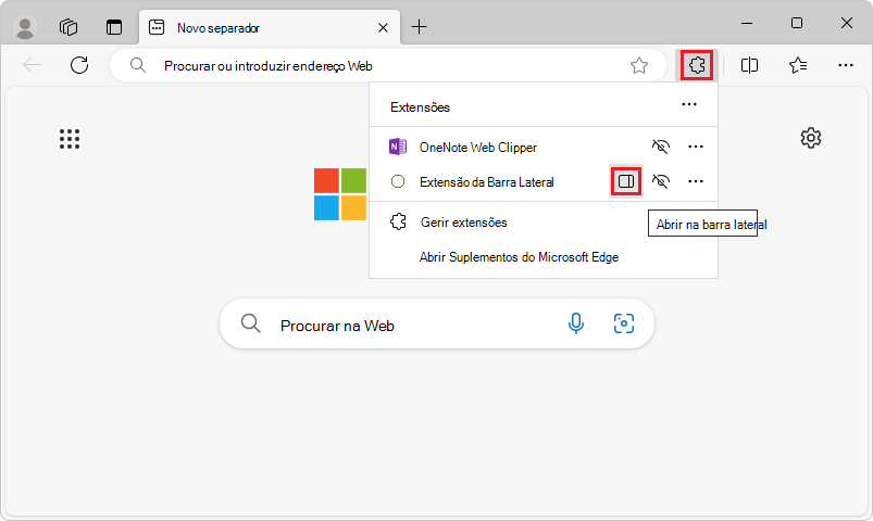 Caixa de diálogo Barra Lateral