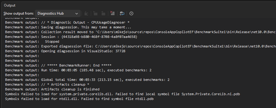 Captura de tela da saída do parâmetro de comparação.
