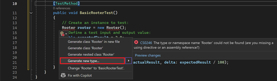 Gerar ação rápida de novo tipo