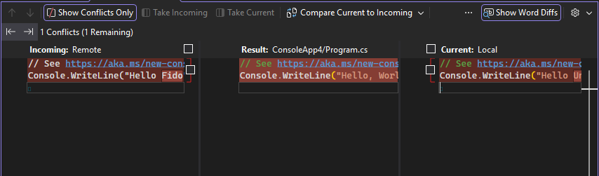 Captura de tela que mostra a exibição vertical do Editor de Mesclagem.