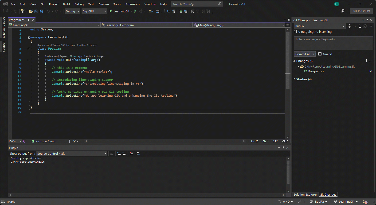 Animação mostrando os&nbsp;pontos de entrada para comparação de branches.
