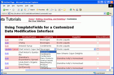 O primeiro item nas listas de Drop-Down é selecionado por padrão
