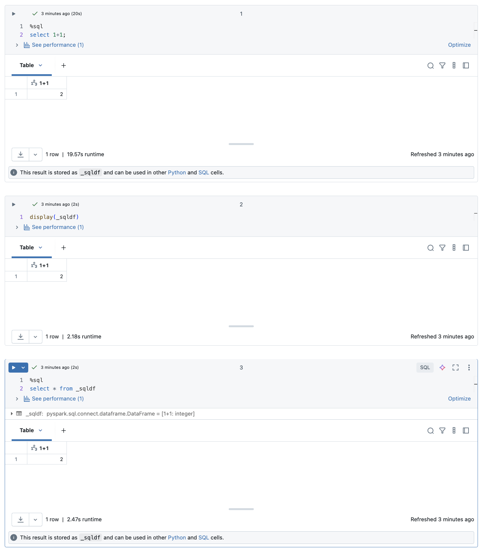 Dataframe de resultados SQL