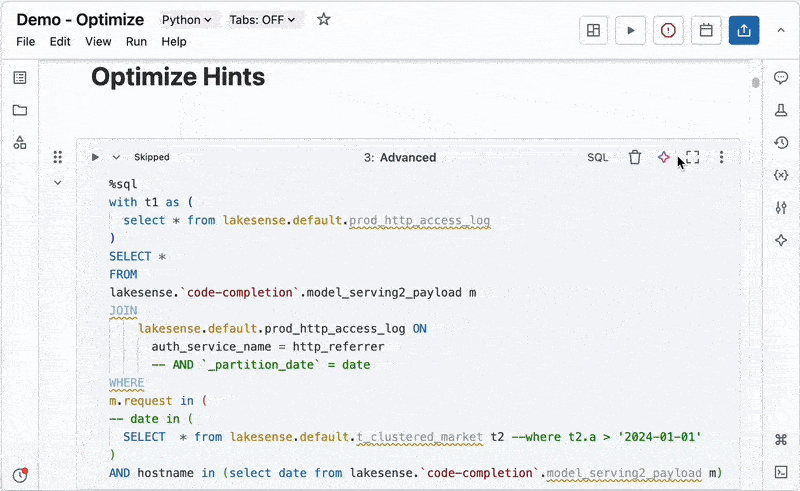 Utilize o prompt de otimização num notebook.