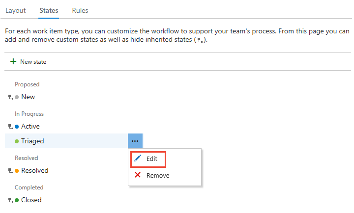 Captura de tela de um formulário de bug com um estado selecionado e o menu de contexto aberto para Editar.