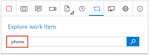 Captura de ecrã que mostra a pesquisa de um item de trabalho.
