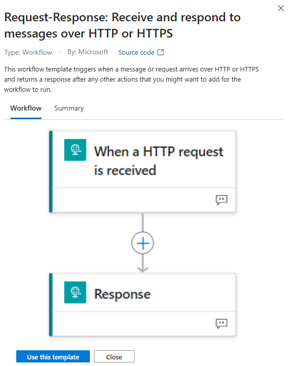 Captura de ecrã a mostrar a seleção de Utilizar este modelo.