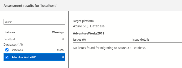 Captura de ecrã que mostra o relatório de avaliação.