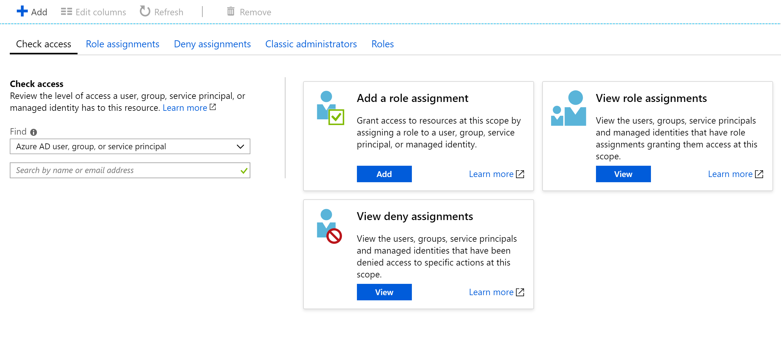 Figura 9-4 Calculadora de permissões para um serviço de aplicativo
