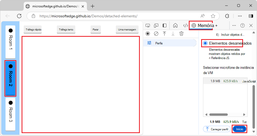 Vista inicial da Sala 2