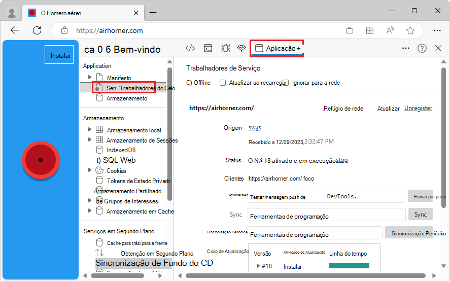 O painel Funções de trabalho de serviço