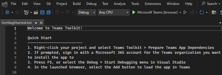 Captura de ecrã a mostrar a Criação do Projeto.
