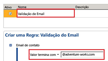 Regra Validação de Email