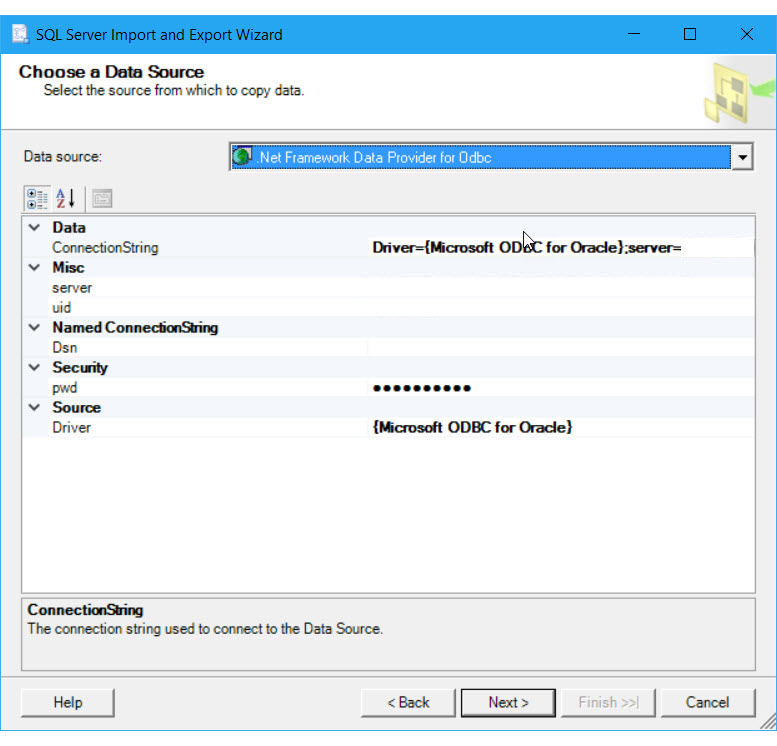 Conecte-se ao Oracle com ODBC