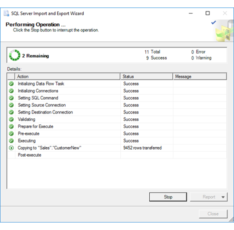 Página Realizando operação do Assistente de Importação e Exportação Página Realizando operação do Assistente de Importação e Exportação