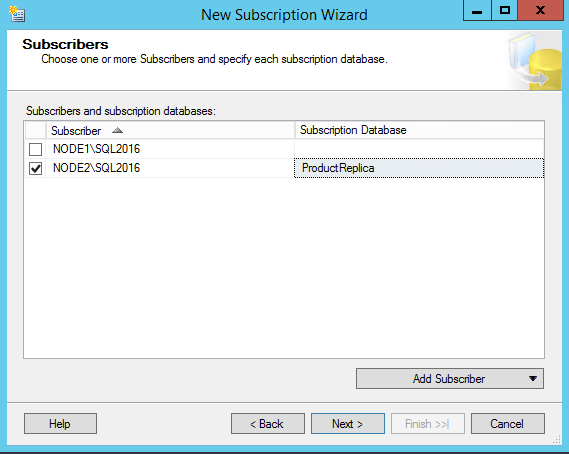 Introdução de um nome para a base de dados de subscrição